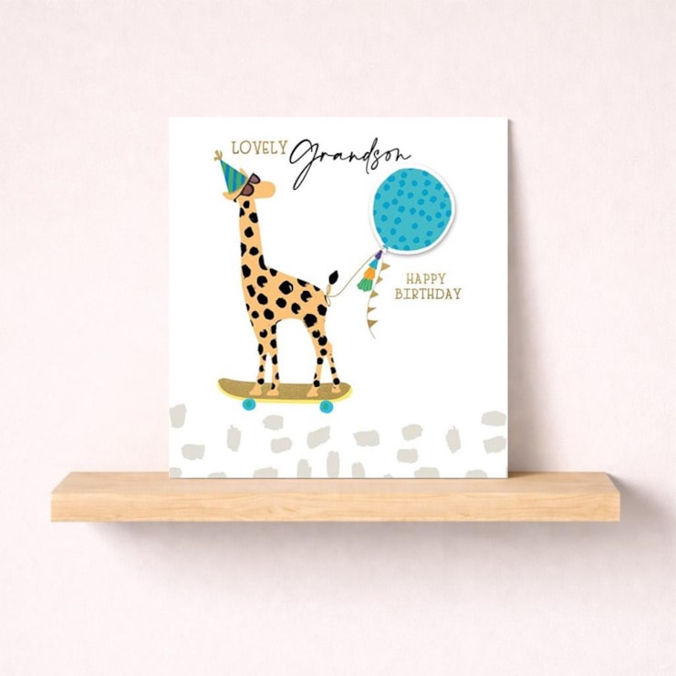 Birthday Card - Grandson Skateboarding Giraffe Birthday Card - Grandson Skateboarding Giraffe