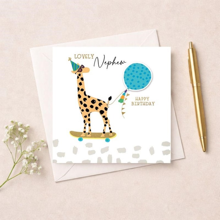Birthday Card - Nephew Skateboarding Giraffe Birthday Card - Nephew Skateboarding Giraffe