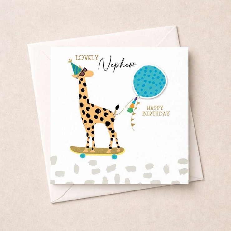 Birthday Card - Nephew Skateboarding Giraffe Birthday Card - Nephew Skateboarding Giraffe