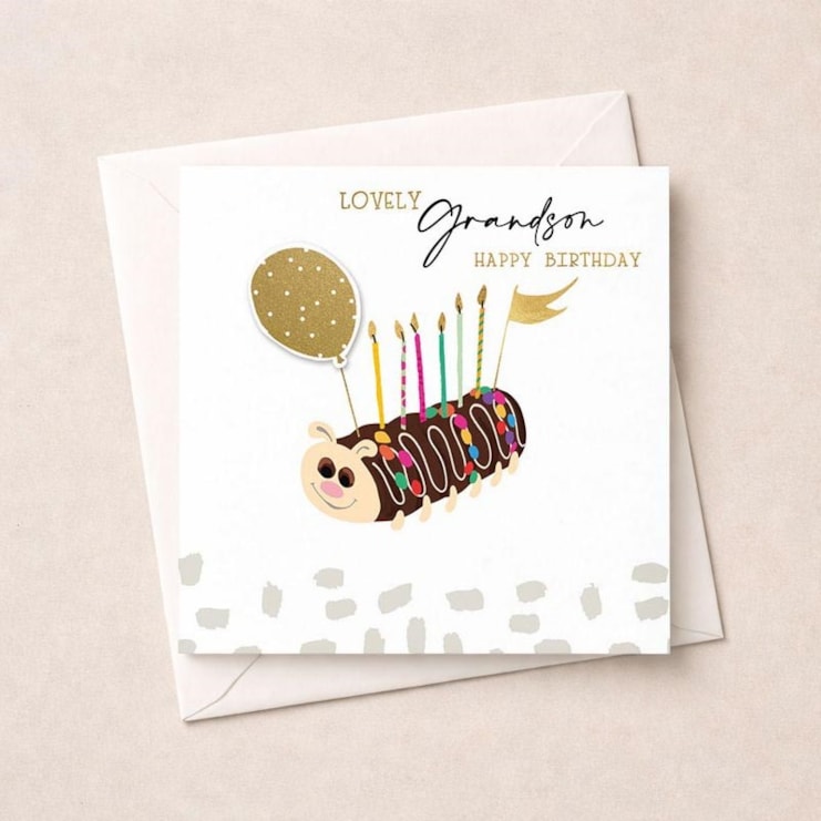 Birthday Card - Grandson Caterpillar Cake