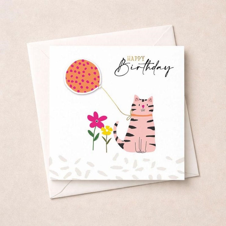 Birthday Card - Cat With A Balloon