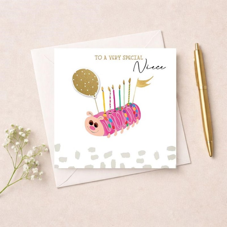 Niece Birthday Card - Caterpillar Cake