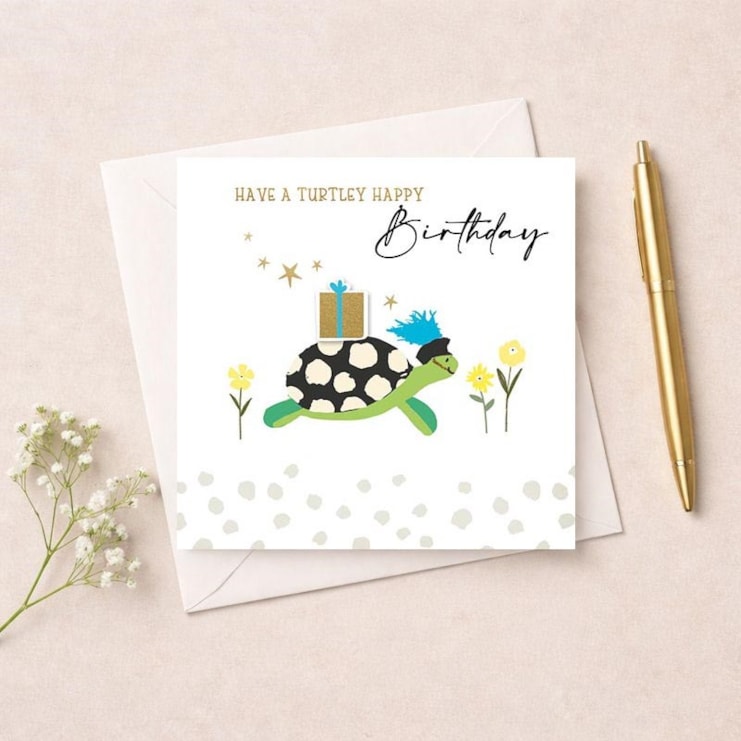 Birthday Card - Tortoise With Gift Birthday Card - Tortoise With Gift