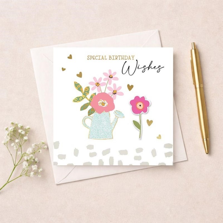 Birthday Card - Watering Can Filled With Flowers