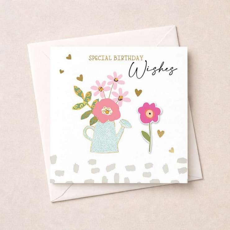 Birthday Card - Watering Can Filled With Flowers Birthday Card - Watering Can Filled With Flowers