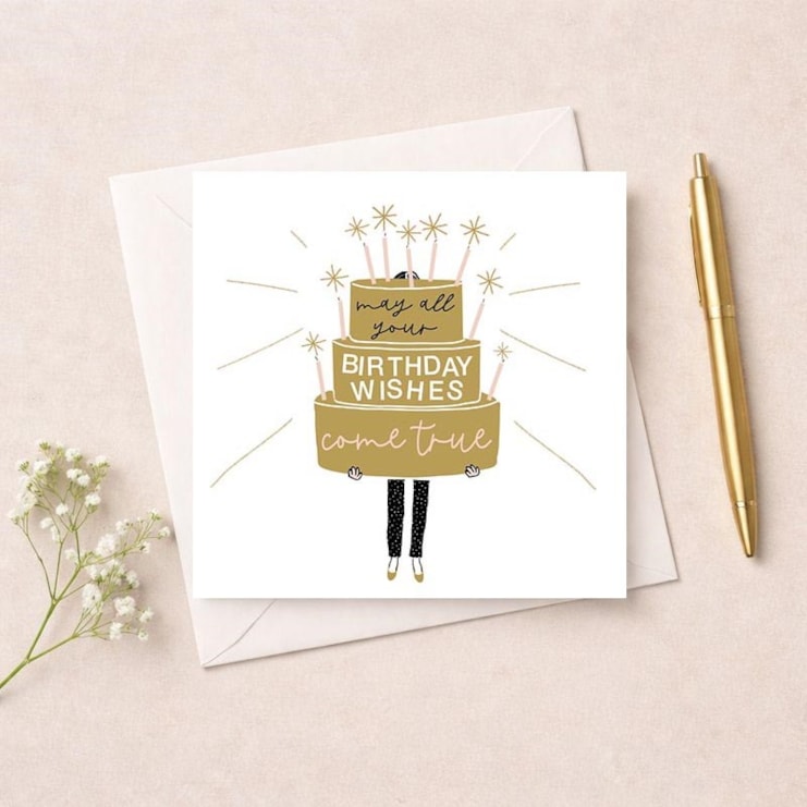 Birthday Card - Gold Birthday Cake