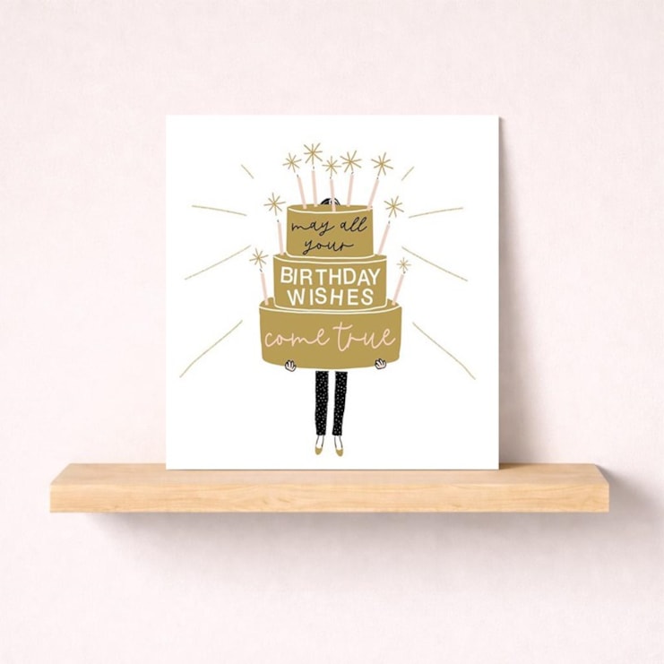 Birthday Card - Gold Birthday Cake Birthday Card - Gold Birthday Cake