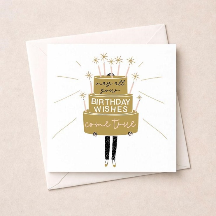 Birthday Card - Gold Birthday Cake