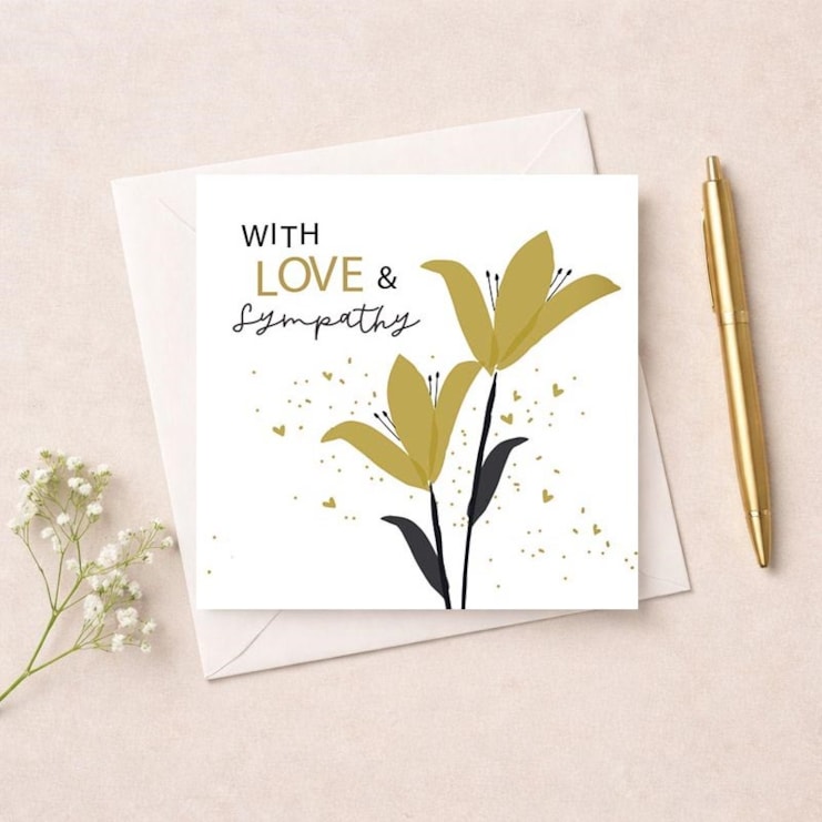 Sympathy Card - Gold Lillies
