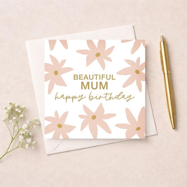 Mum Birthday Card - Pink Flowers