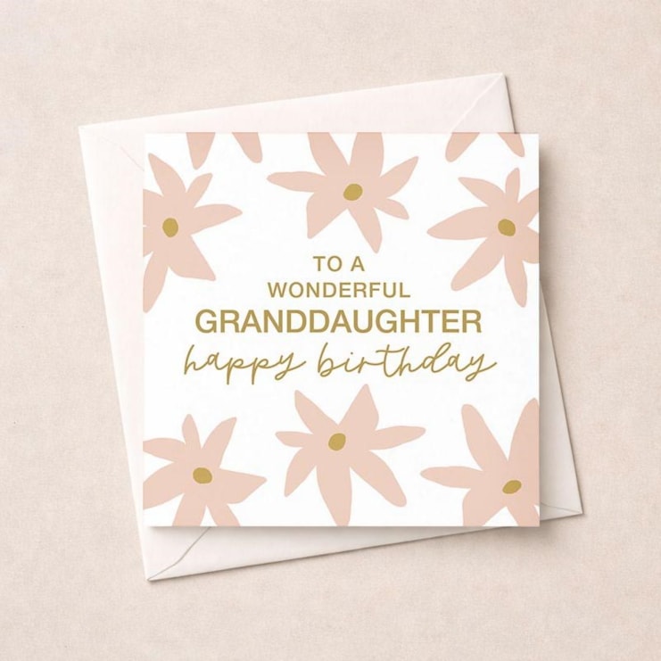 Granddaughter Birthday Card - Pink Flowers