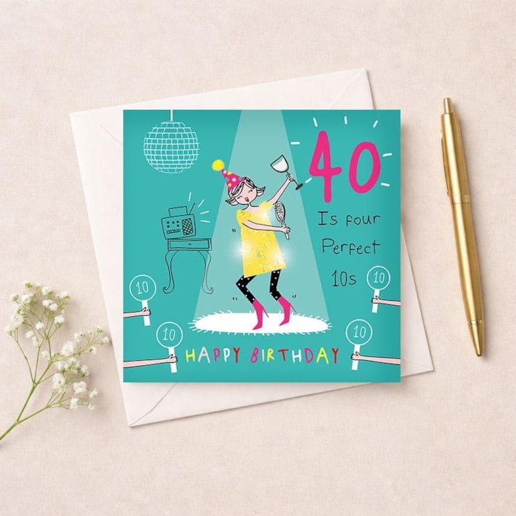 Age 40 Birthday Card - Four Perfect 10s Age 40 Birthday Card - Four Perfect 10s