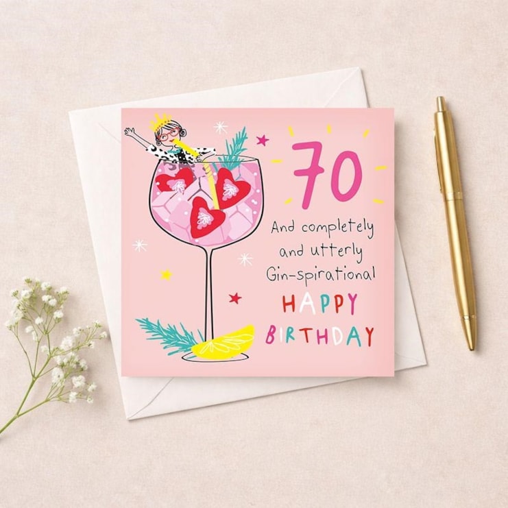 Age 70 Birthday Card - Gin-spirational Age 70 Birthday Card - Gin-spirational