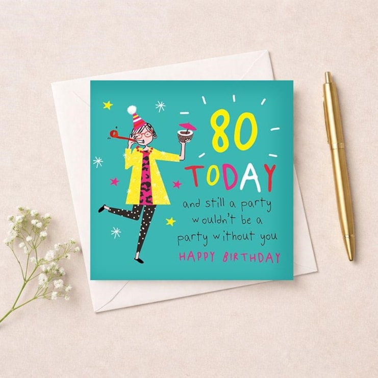 Age 80 Birthday Card - Party Age 80 Birthday Card - Party