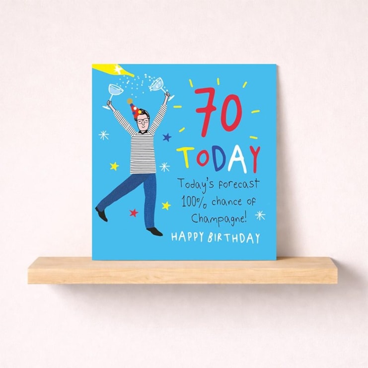 Age 70 Birthday Card - Champagne