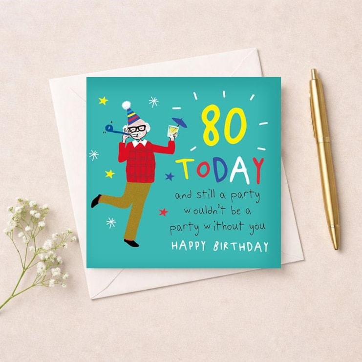 Age 80 Birthday Card - Party Age 80 Birthday Card - Party