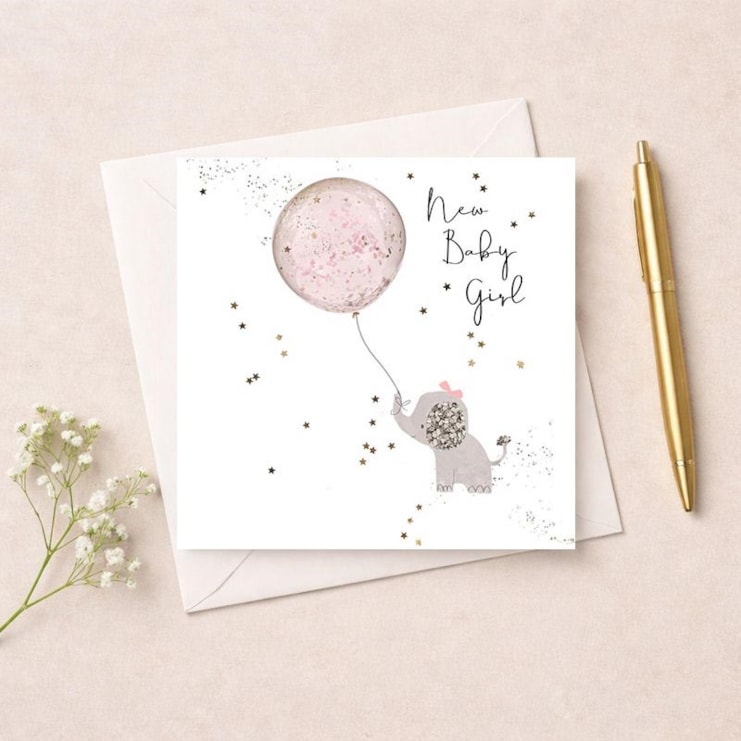 New Baby Girl Card - Elephant New Baby Girl Card - Elephant
