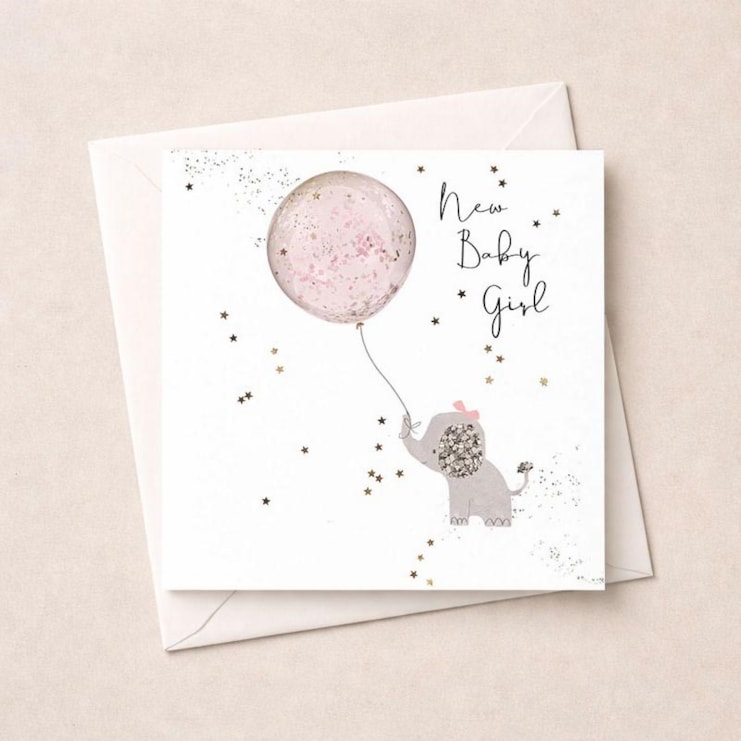 New Baby Girl Card - Elephant