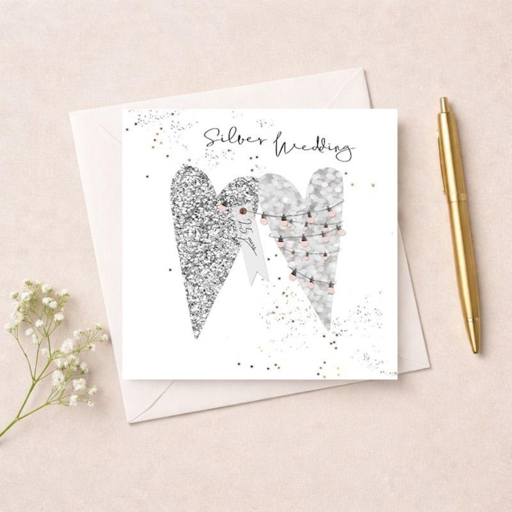 Silver Wedding Card - Silver Hearts Silver Wedding Card - Silver Hearts