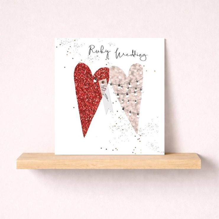 Ruby Wedding Card - Red & Pink Hearts