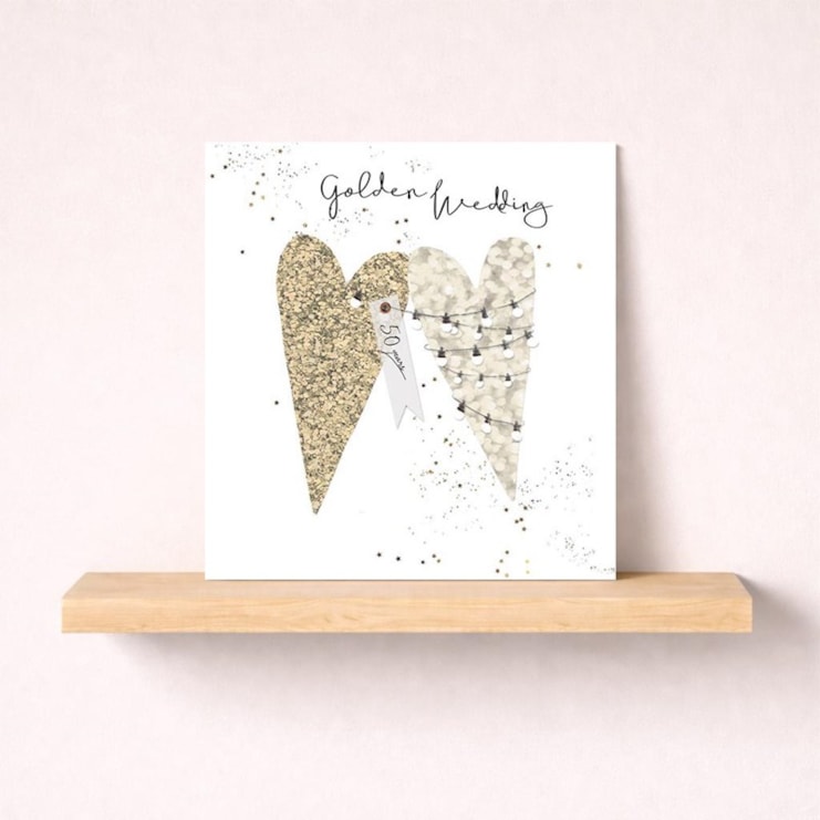 Golden Wedding Card - Gold Hearts