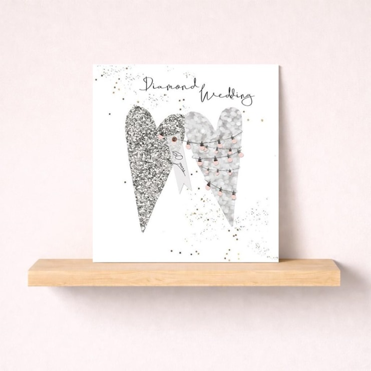 Diamond Wedding Card - Silver Hearts Diamond Wedding Card - Silver Hearts