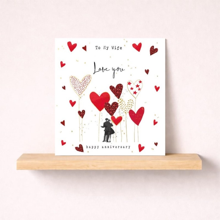 Wife Anniversary Card - Dancing Surrounded By Hearts To My Wife Love You