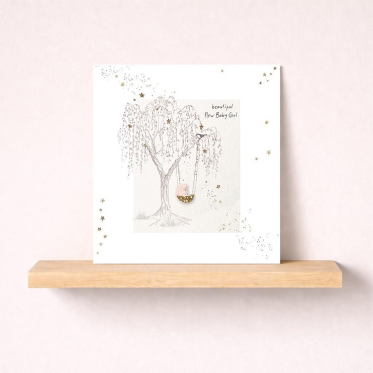 New Baby Girl Card - Basket In A Tree New Baby Girl Card - Basket In A Tree