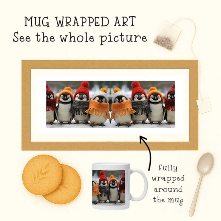 Personalised Christmas Mug - Penguins In Hats & Scarves