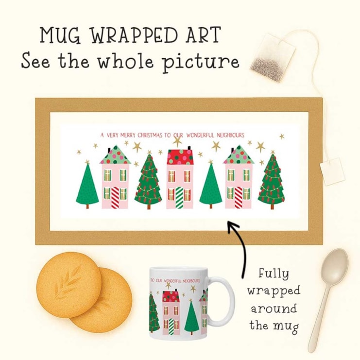 Personalised Christmas Mug - Houses & Christmas Trees