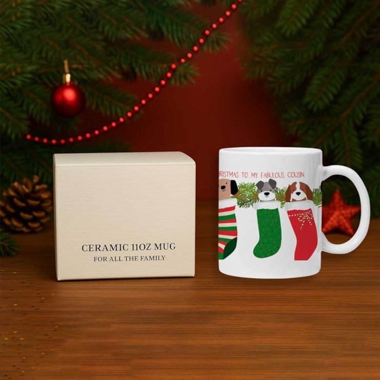 Personalised Christmas Mug - Dogs In Christmas Stockings Personalised Christmas Mug - Dogs In Christmas Stockings