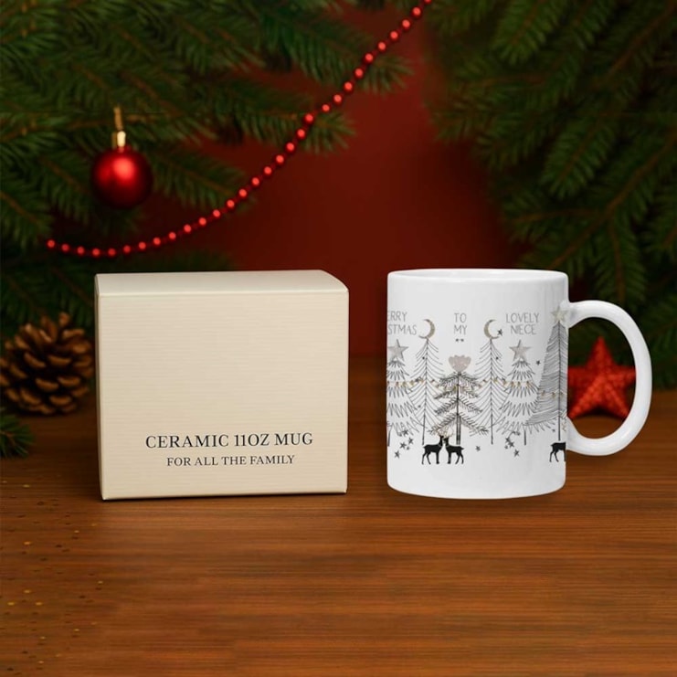 Personalised Christmas Mug - Christmas Forest With Reindeer Personalised Christmas Mug - Christmas Forest With Reindeer