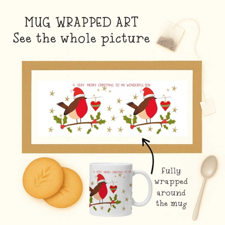 Personalised Christmas Mug - Robin On A Branch Personalised Christmas Mug - Robin On A Branch