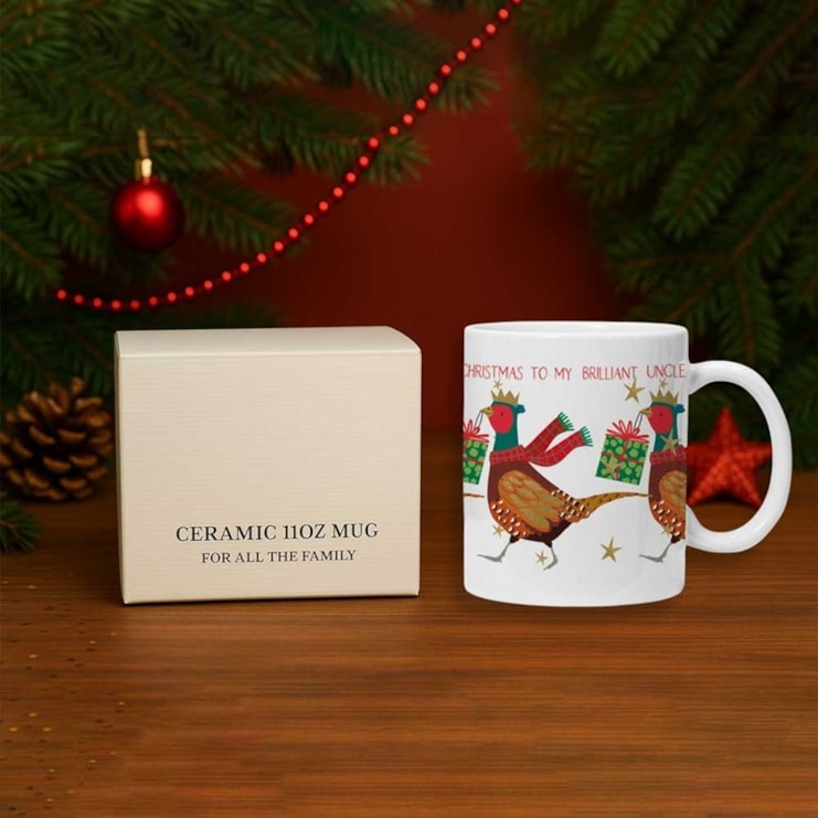 Personalised Christmas Mug - Pheasant With A Present Personalised Christmas Mug - Pheasant With A Present