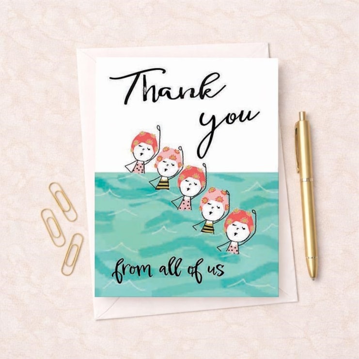 Thank You Card - Sea Swimming Ladies Thank You Card - Sea Swimming Ladies