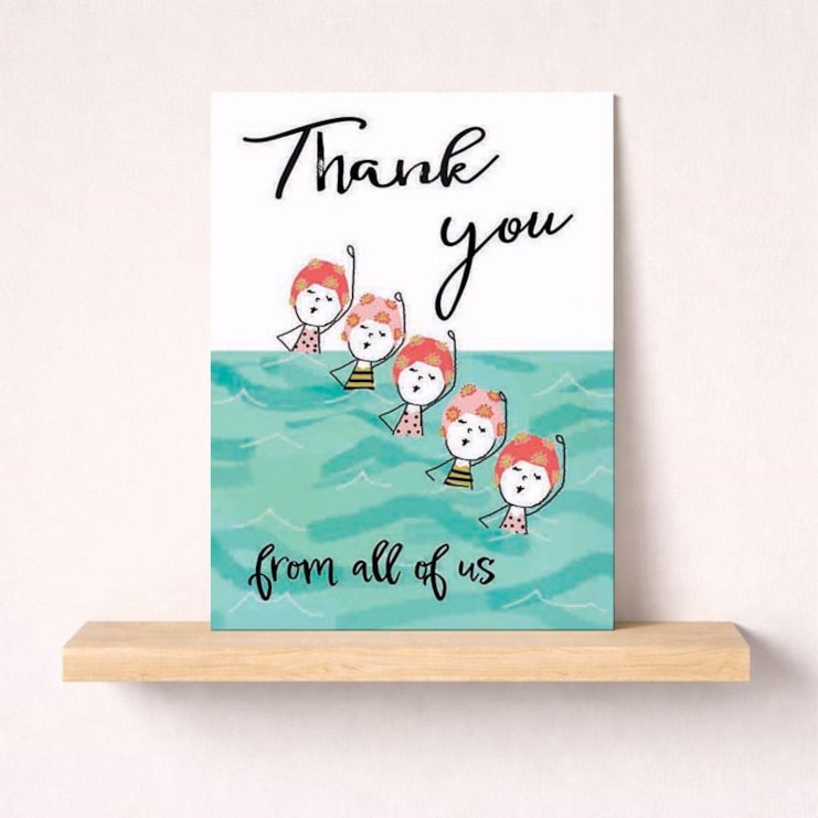 Thank You Card - Sea Swimming Ladies Thank You Card - Sea Swimming Ladies