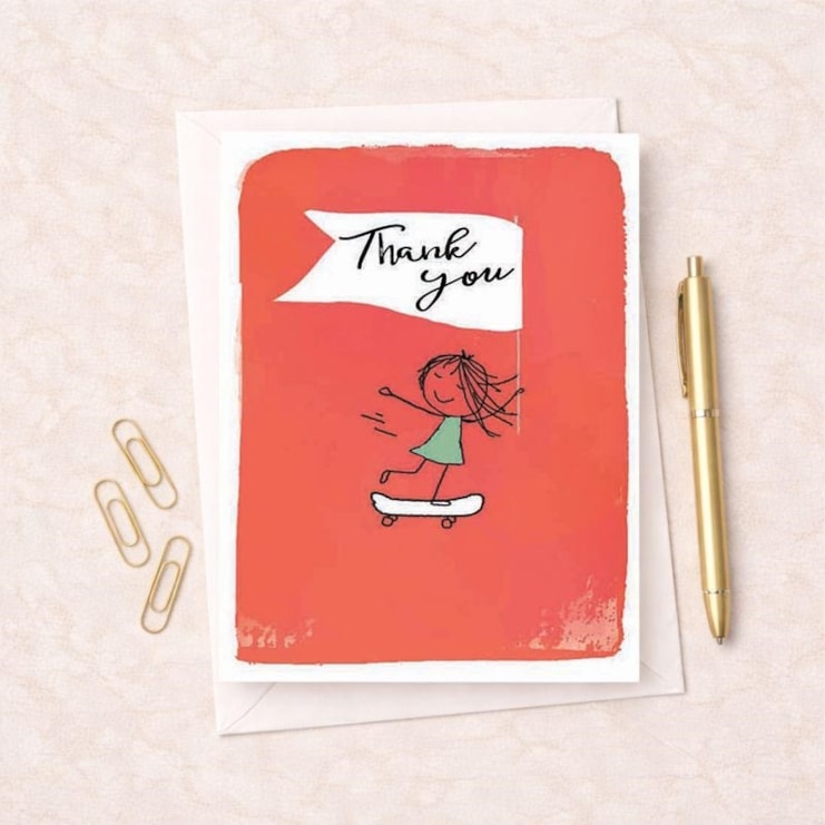 Thank You Card - Lady On Skateboard Thank You Card - Lady On Skateboard