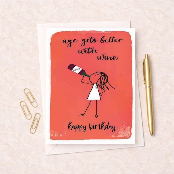 Birthday Card - Age Gets Better With Wine Birthday Card - Age Gets Better With Wine