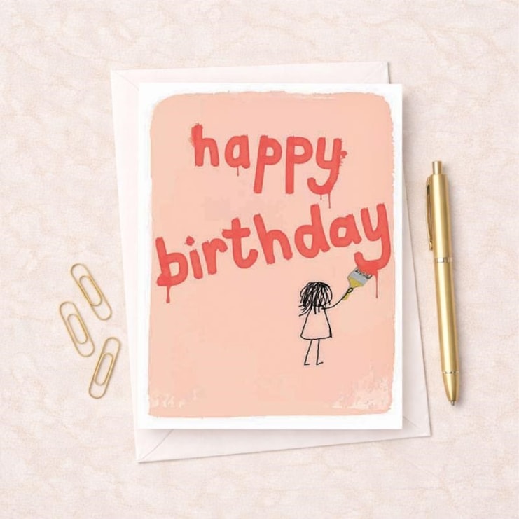 Birthday Card - Happy Birthday Painted