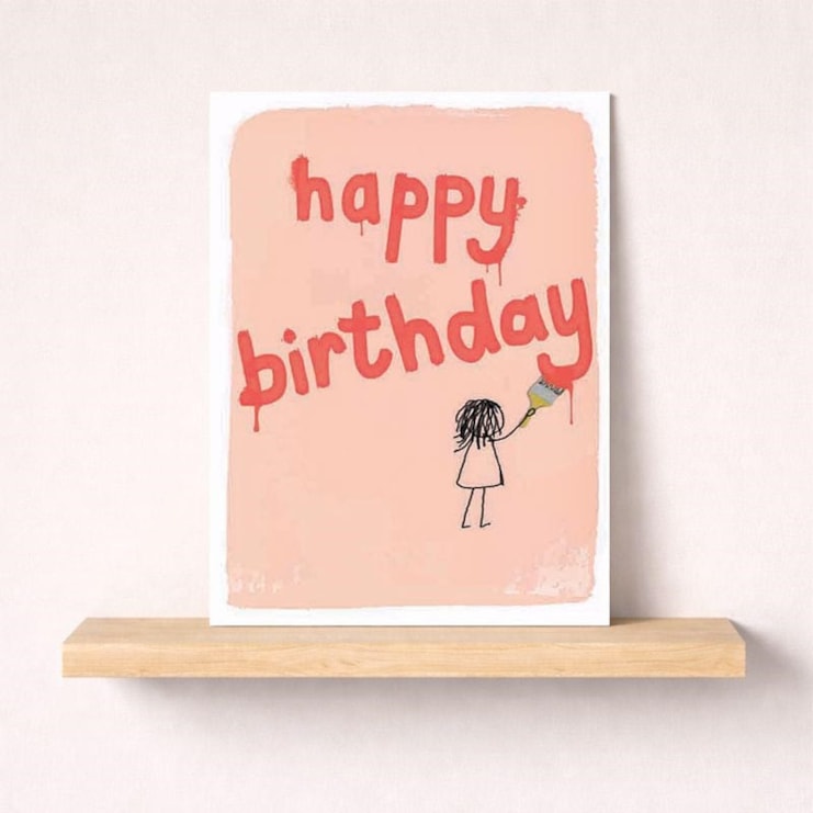 Birthday Card - Happy Birthday Painted Birthday Card - Happy Birthday Painted