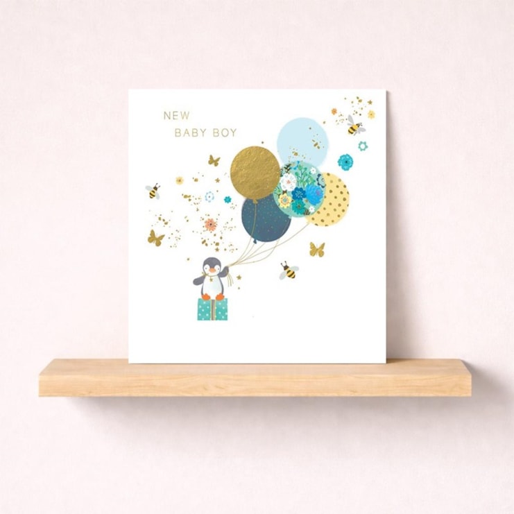 New Baby Card - Baby Boy Penguin New Baby Card - Baby Boy Penguin