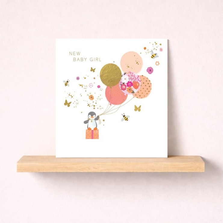 New Baby Card - Baby Girl Penguin New Baby Card - Baby Girl Penguin