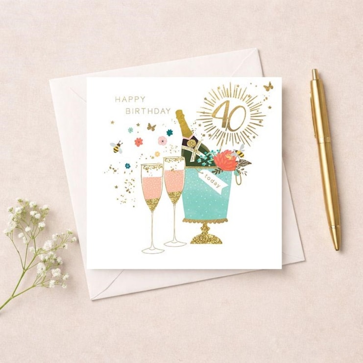 Age 40 Birthday Card - Bottle of Bubbly Age 40 Birthday Card - Bottle of Bubbly