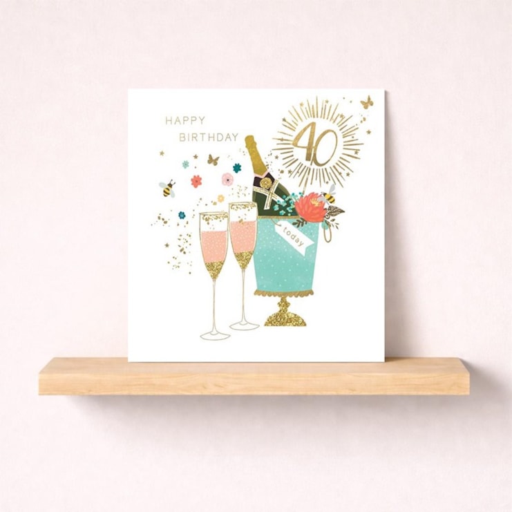Age 40 Birthday Card - Bottle of Bubbly