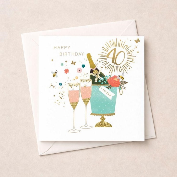 Age 40 Birthday Card - Bottle of Bubbly