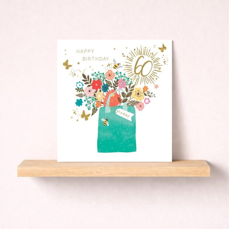 Age 60 Birthday Card - Bag Of Flowers