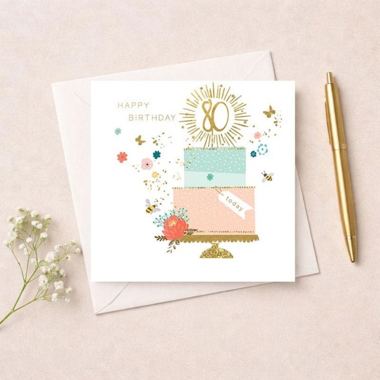 Age 80 Birthday Card - Birthday Cake Age 80 Birthday Card - Birthday Cake