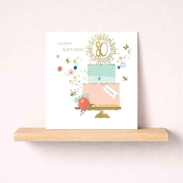 Age 80 Birthday Card - Birthday Cake Age 80 Birthday Card - Birthday Cake