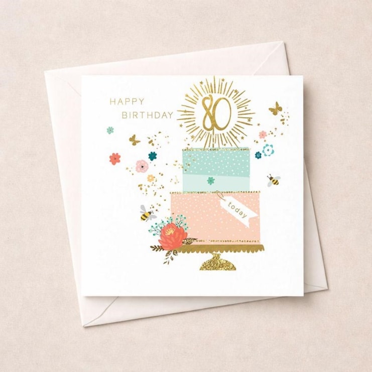 Age 80 Birthday Card - Birthday Cake