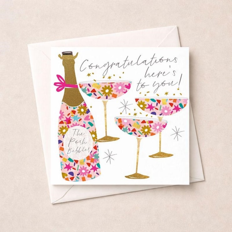 Congratulations Card - Champagne Toast